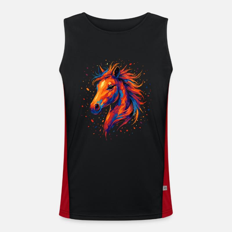 Cheval coloré – Art des éclaboussures de peinture Débardeur respirant contrasté Homme 
