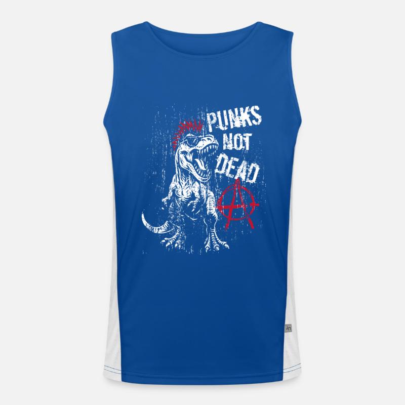 T-Rex - Punks not dead - Punk Dinosaur Funktionelles Kontrast-Tank Top für Männer 