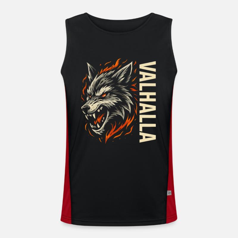 Valhalla Wolf – Nordischer Kriegergeist Funktionelles Kontrast-Tank Top für Männer 