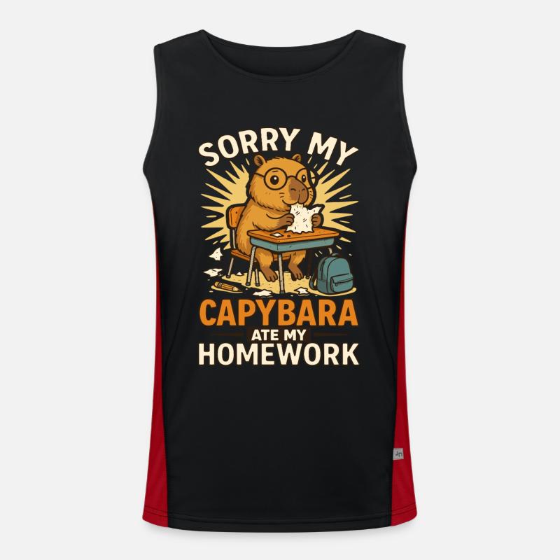Capybara Capybara Homework Funny Men's Functional Contrast Tank Top 