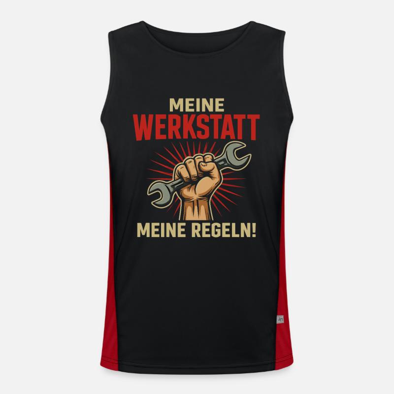 My workshop – my rules! - Men's Functional Contrast Tank Top  - black/red