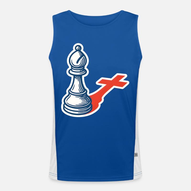 Chess Player Funny Bishop Shadow Design Men's Functional Contrast Tank Top 