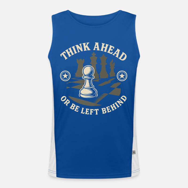 Chess Player Think Ahead Or Be Left Behind Board Funktionelles Kontrast-Tank Top für Männer 