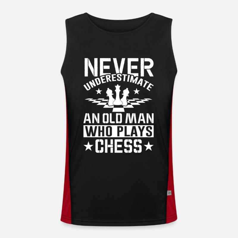 Ein alter Mann, der Schach spielt Funktionelles Kontrast-Tank Top für Männer 