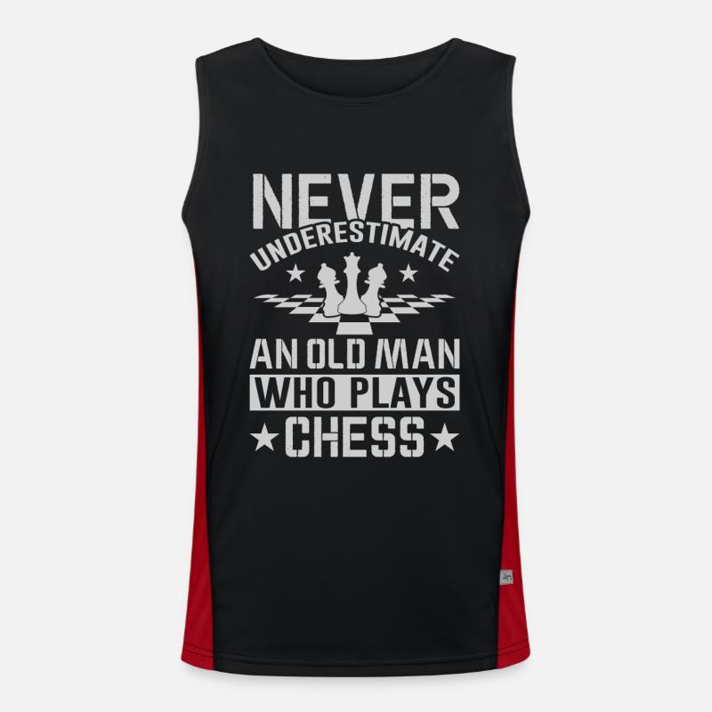 Ein alter Mann, der Schach spielt Funktionelles Kontrast-Tank Top für Männer 