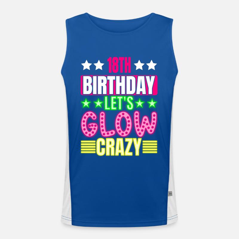 18. Geburtstag Lass Uns Verrückt Leuchten Buntes Funktionelles Kontrast-Tank Top für Männer 