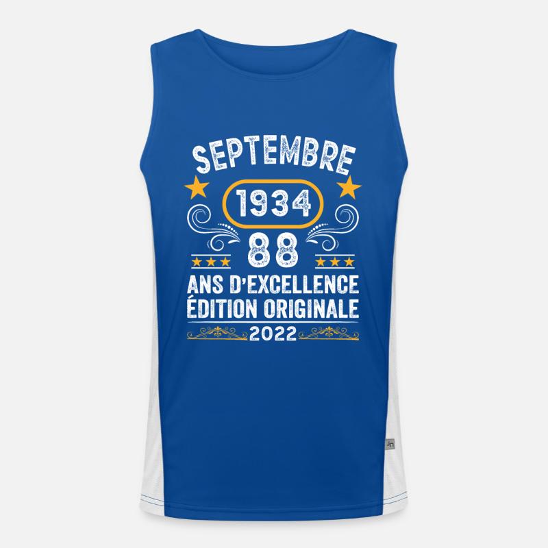 Septembre 1934 88 Ans Anniversaire Idée Cadeau Débardeur respirant contrasté Homme 