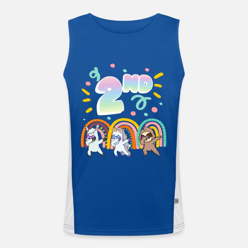 2nd Birthday Dabbing Llama Unicorn Sloth | 2nd Men's Functional Contrast Tank Top 