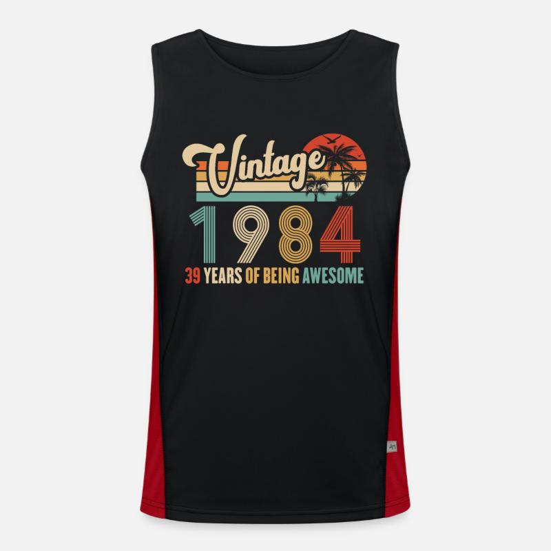 Vintage Year 1984 Anniversary 39 Years Gift Idea Men's Functional Contrast Tank Top 