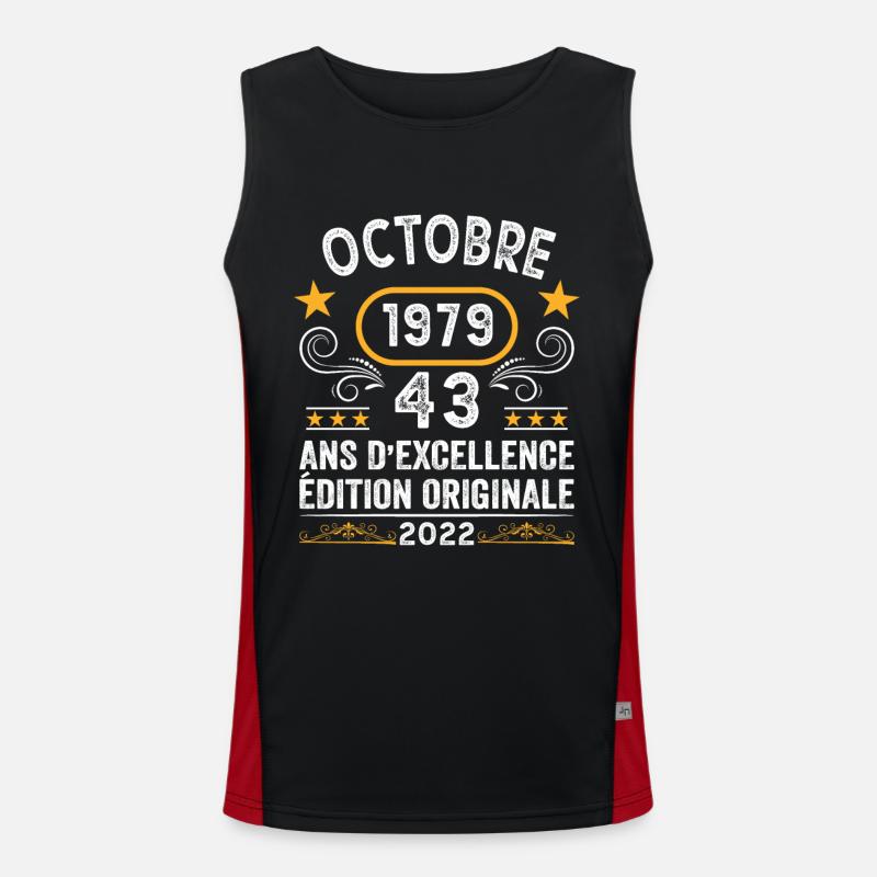 Octobre 1979 43 Ans Anniversaire Idée Cadeau Rétro Débardeur respirant contrasté Homme 
