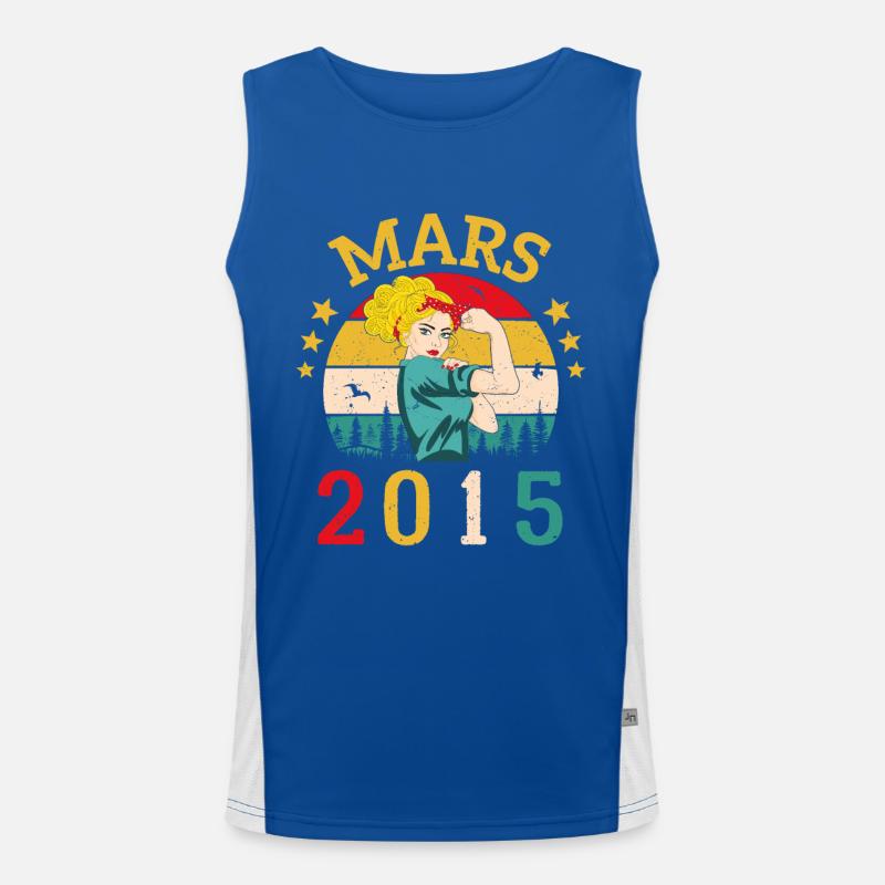 Mars 2015 Anniversaire Idée Cadeau Vintage 2015 Débardeur respirant contrasté Homme 