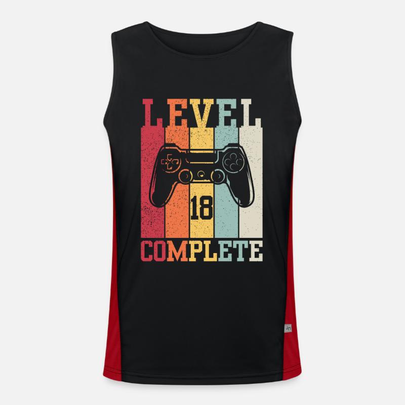 Level 18 Completed - Men's Functional Contrast Tank Top  - black/red