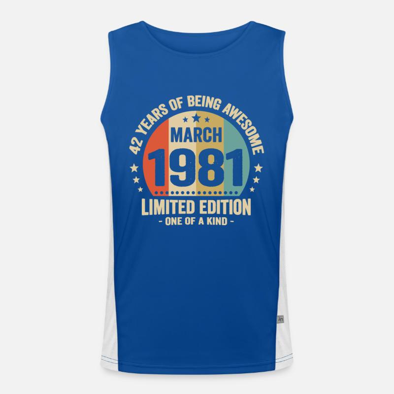 Vintage Geburtstagsgeschenkidee März 41 Funktionelles Kontrast-Tank Top für Männer 