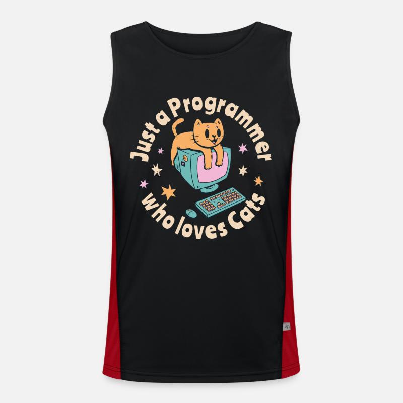 Just a programmer who loves cats Men's Functional Contrast Tank Top 