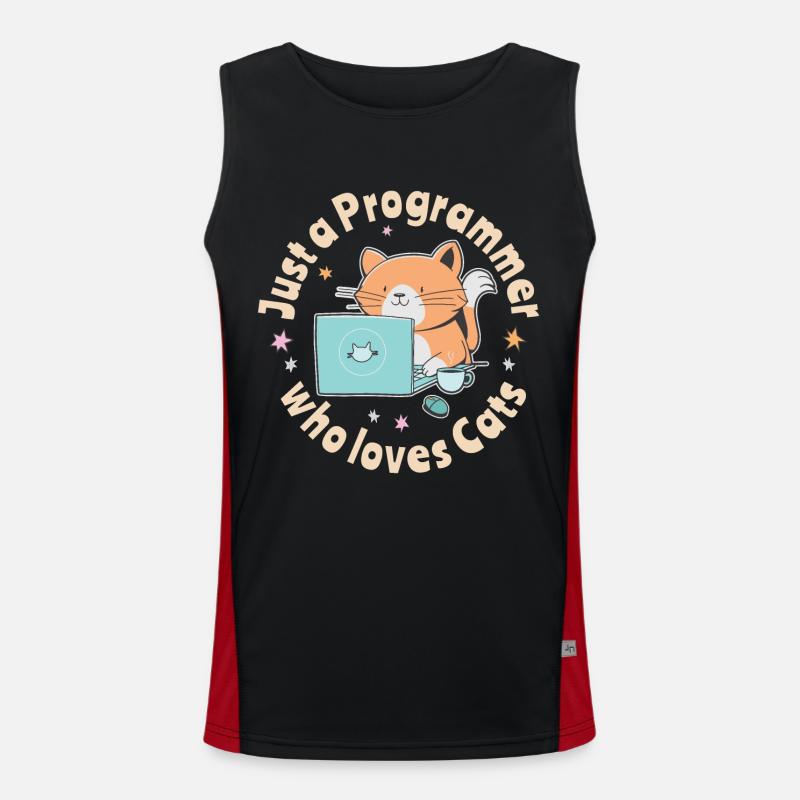 Just a programmer who loves cats Men's Functional Contrast Tank Top 