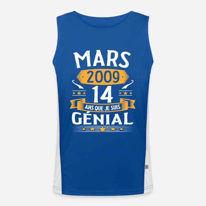 Mars 2009 14 Ans Que Je Suis Génial Anniversaire Débardeur respirant contrasté Homme 