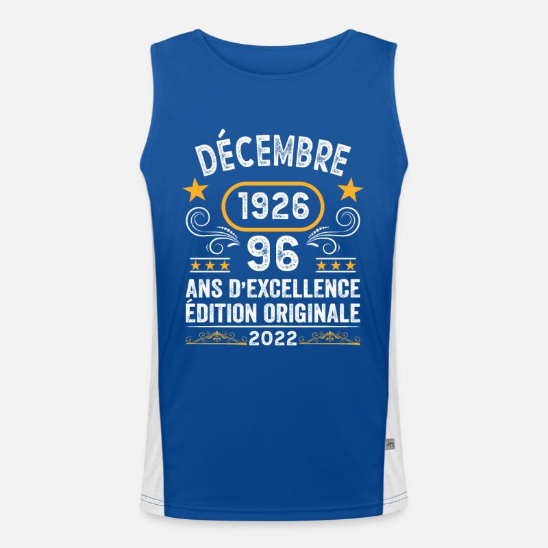 Anniversaire Vintage Idée Cadeau Décembre 1926 96 Débardeur respirant contrasté Homme 
