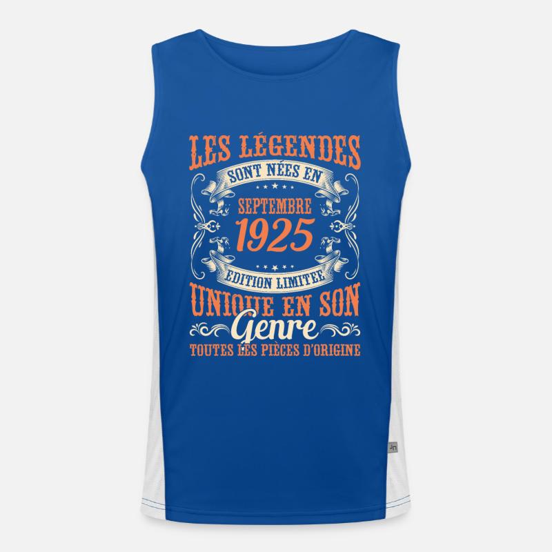 Anniversaire Vintage Idée Cadeau Septembre 1925 Débardeur respirant contrasté Homme 