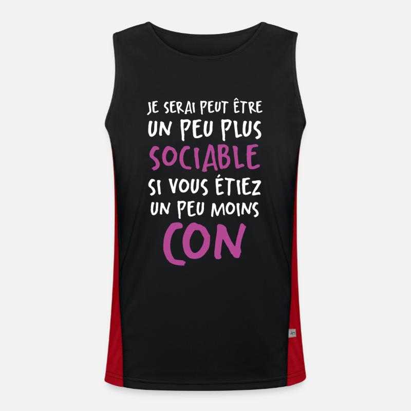 Humour Drôle Un Peu Plus Sociable Si Moins Cons Débardeur respirant contrasté Homme 