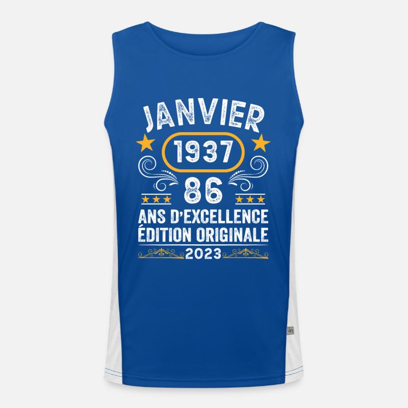 Anniversaire Vintage Idée Cadeau Janvier 1937 86 Débardeur respirant contrasté Homme 
