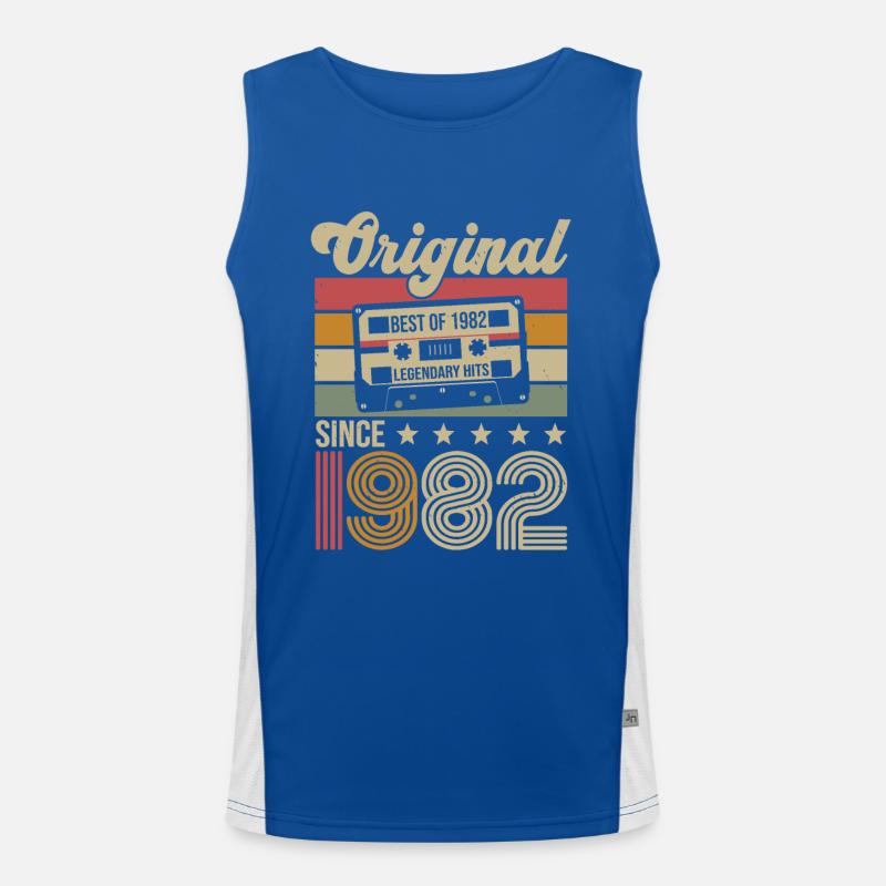 Vintage Geburtstag Original Geschenkidee 1982 Funktionelles Kontrast-Tank Top für Männer 