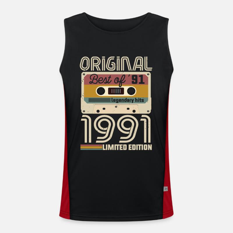 Vintage Geburtstag Original Geschenkidee 1991 Funktionelles Kontrast-Tank Top für Männer 