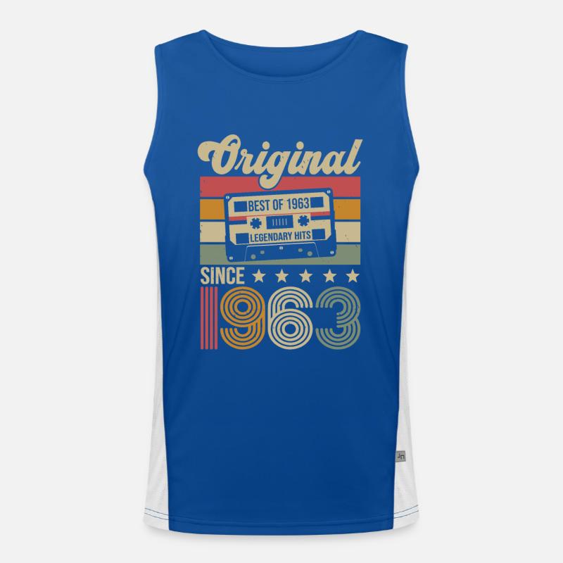 Vintage Geburtstag Original Geschenkidee 1963 Funktionelles Kontrast-Tank Top für Männer 