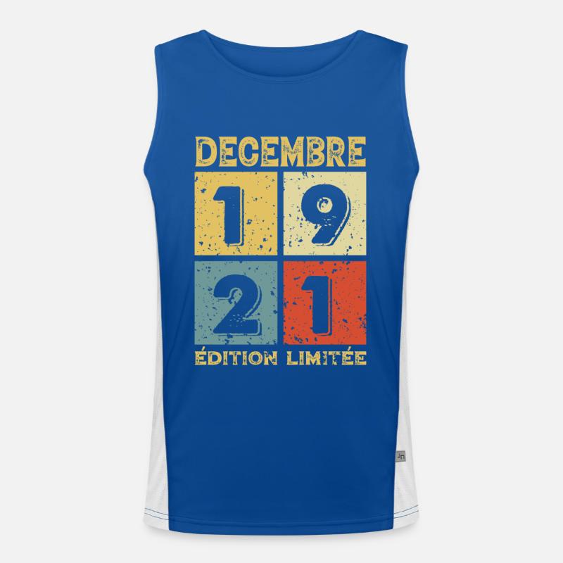 Vintage Geburtstagsgeschenkidee Dezember 1921 Funktionelles Kontrast-Tank Top für Männer 