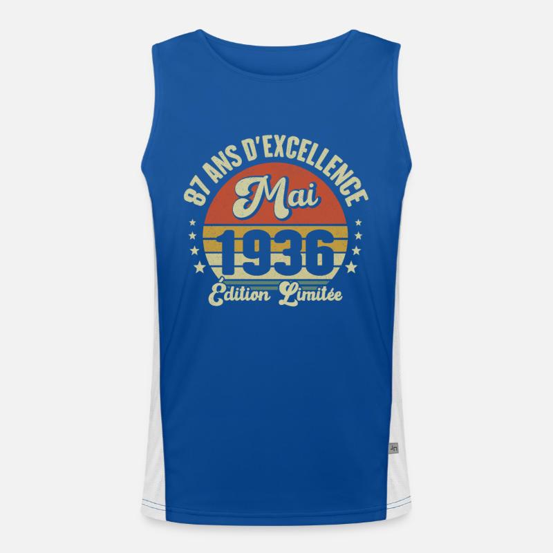 May 1936 87 Years Anniversary Vintage Gift Idea Men's Functional Contrast Tank Top 
