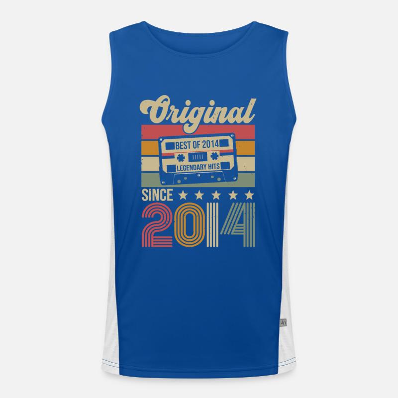 Vintage Geburtstag Original Geschenkidee 2014 Funktionelles Kontrast-Tank Top für Männer 
