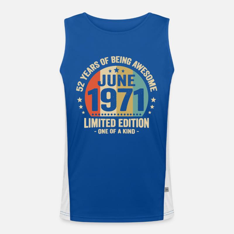 June 1971 52 years anniversary vintage gift idea Men's Functional Contrast Tank Top 