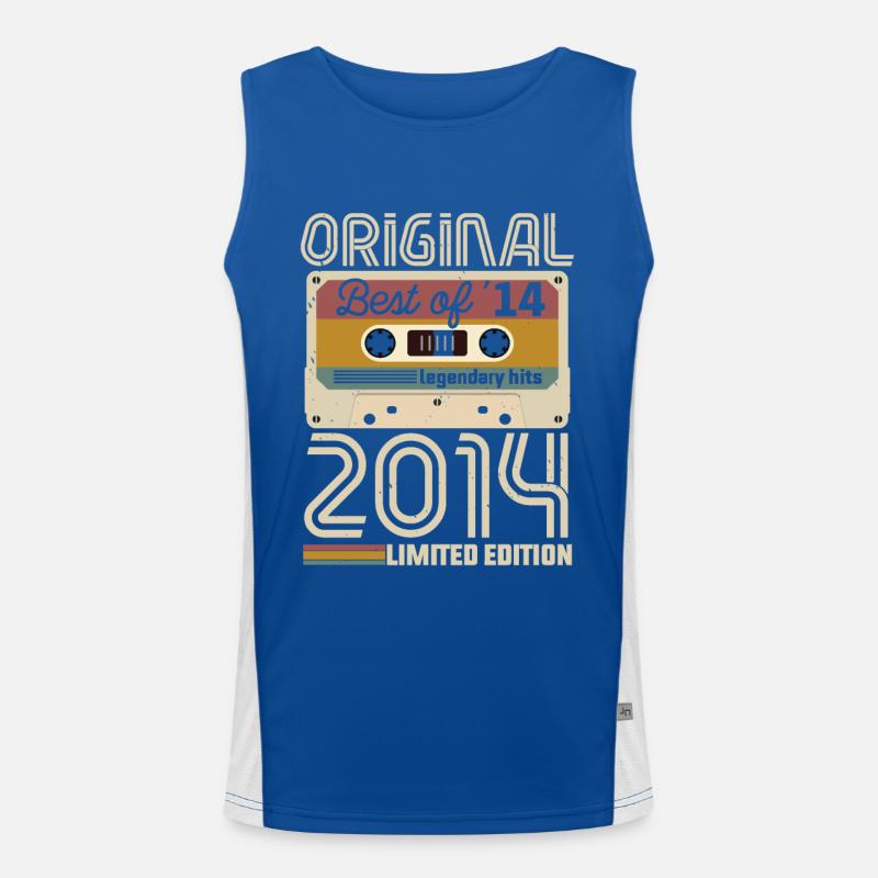 Vintage Geburtstag Original Geschenkidee 2014 Funktionelles Kontrast-Tank Top für Männer 
