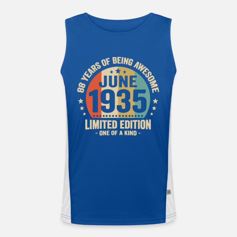 Juni 1935 88 Jahre alter Geburtstag Vintage Geschenkidee Funktionelles Kontrast-Tank Top für Männer 