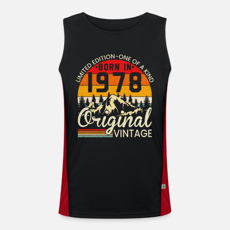 Unique in its kind born in 1978 Original vintage - Men's Functional Contrast Tank Top - black/red