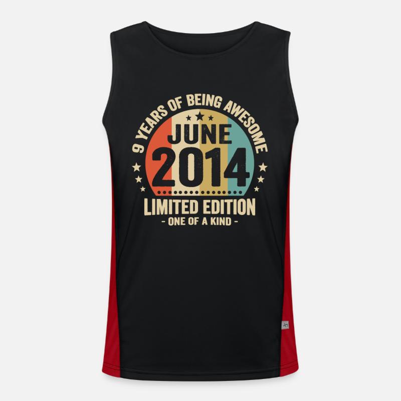 Juni 2014 9 Jahre Jubiläum Vintage Geschenkidee Funktionelles Kontrast-Tank Top für Männer 