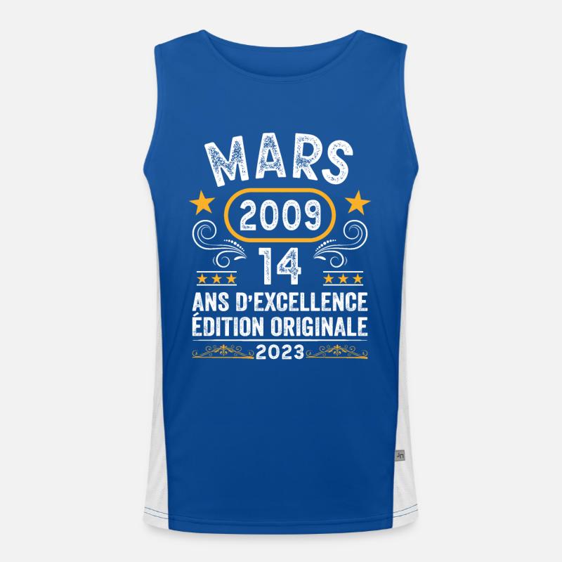 Anniversaire Vintage Idée Cadeau Mars 2009 14 Débardeur respirant contrasté Homme 