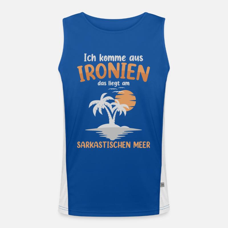 Ich Komme Aus Ironien Funktionelles Kontrast-Tank Top für Männer 
