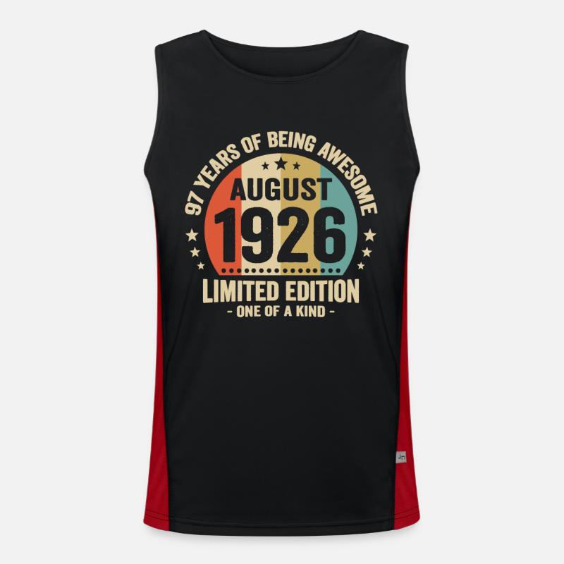 August 1926 97 Years Anniversary Vintage Gift Men's Functional Contrast Tank Top 