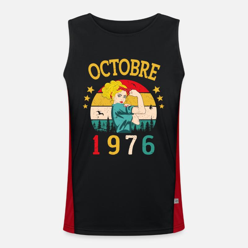 Oktober 1976 Jubiläums Vintage Geschenkidee Funktionelles Kontrast-Tank Top für Männer 