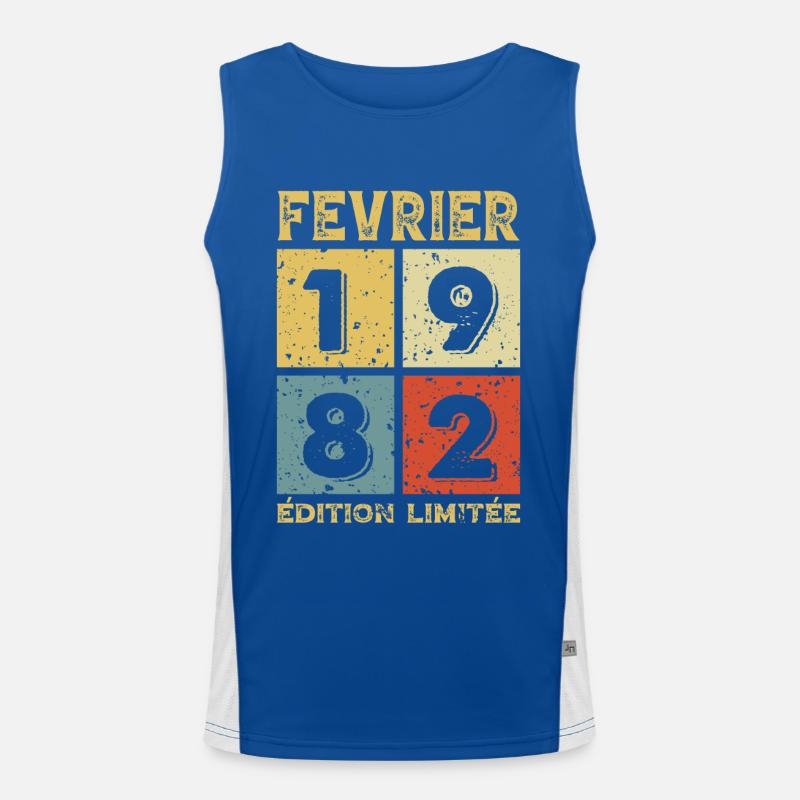 Vintage Geburtstag Geschenkidee Februar 1982 Funktionelles Kontrast-Tank Top für Männer 