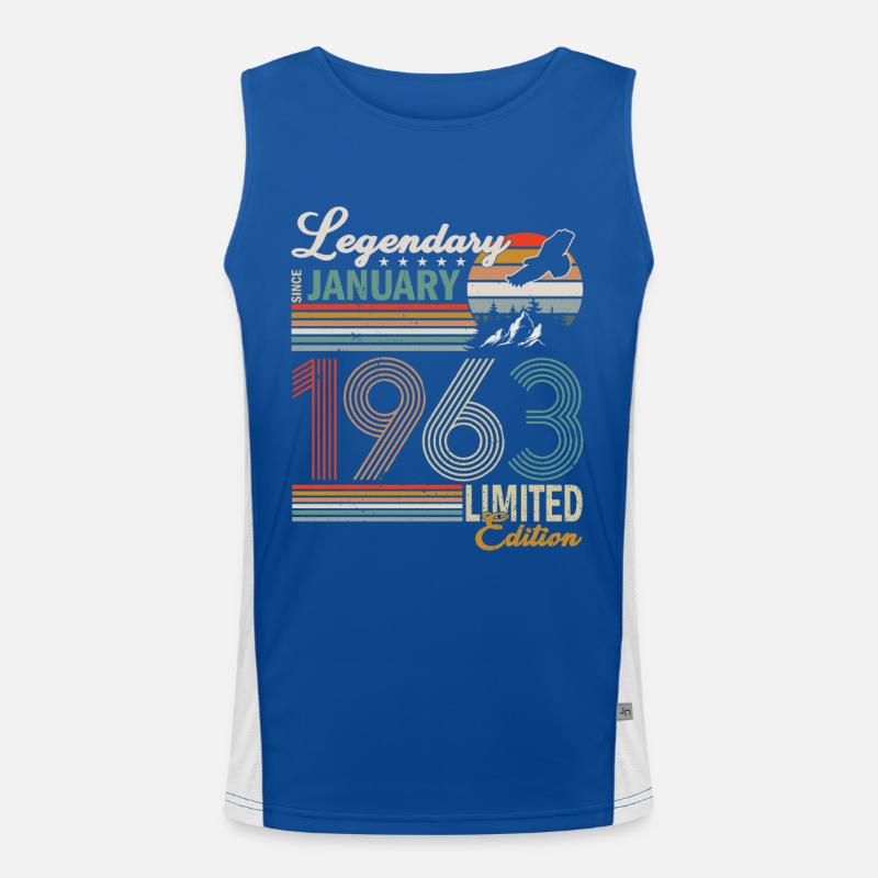 Geburtstagsgeschenk Januar 1963 Funktionelles Kontrast-Tank Top für Männer 