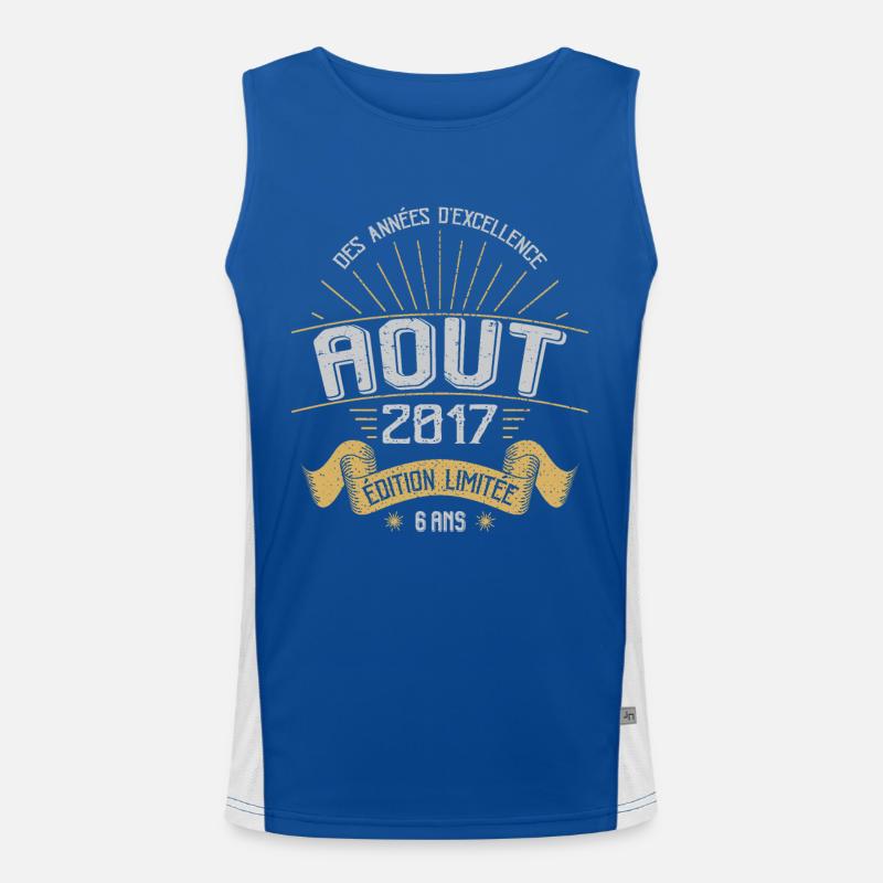 Août 2017 6 Ans Anniversaire Vintage Cadeau Débardeur respirant contrasté Homme 
