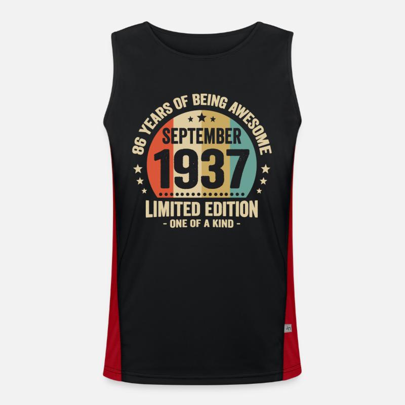 September 1937 86 Years Anniversary Vintage Gift Men's Functional Contrast Tank Top 