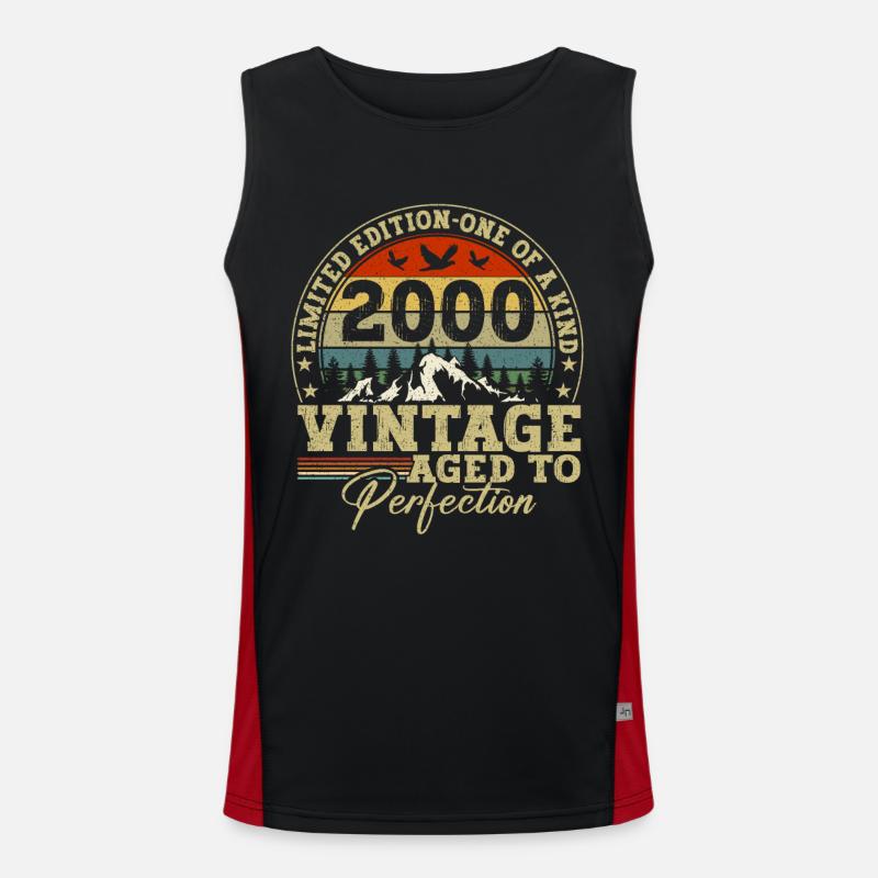 2000 Vintage Bis Zur Perfektion Gereift Funktionelles Kontrast-Tank Top für Männer 