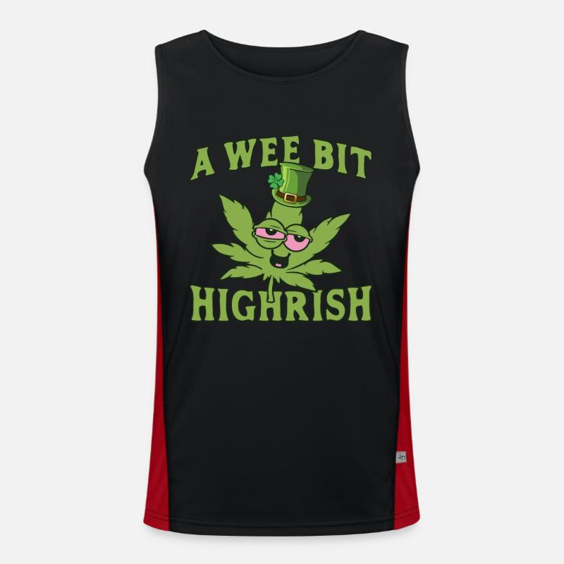 Un peu Highrish Cannabisleaf Débardeur respirant contrasté Homme 