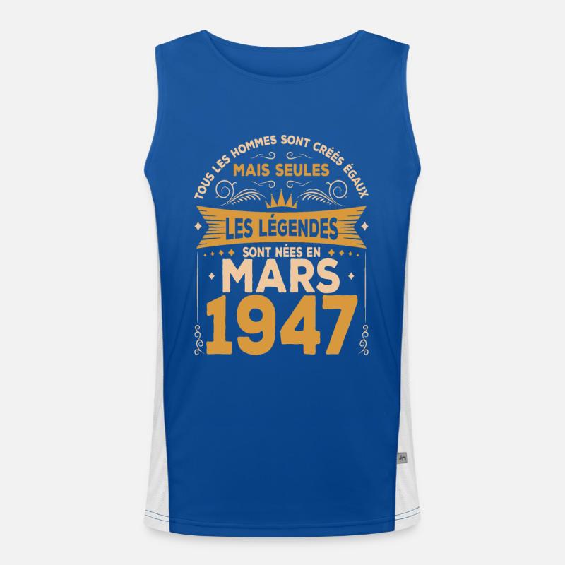 76e anniversaire Mars Né 1947 Millésime Débardeur respirant contrasté Homme 