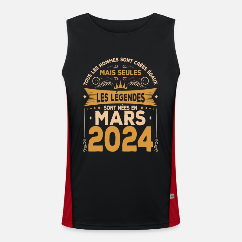 Mars 2024 | Mars 2024 anniversaire 2024 Débardeur respirant contrasté Homme 