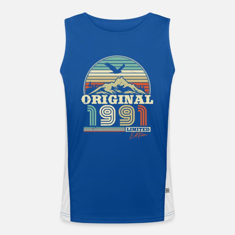 Retro '91 Birthday Delight Funktionelles Kontrast-Tank Top für Männer 