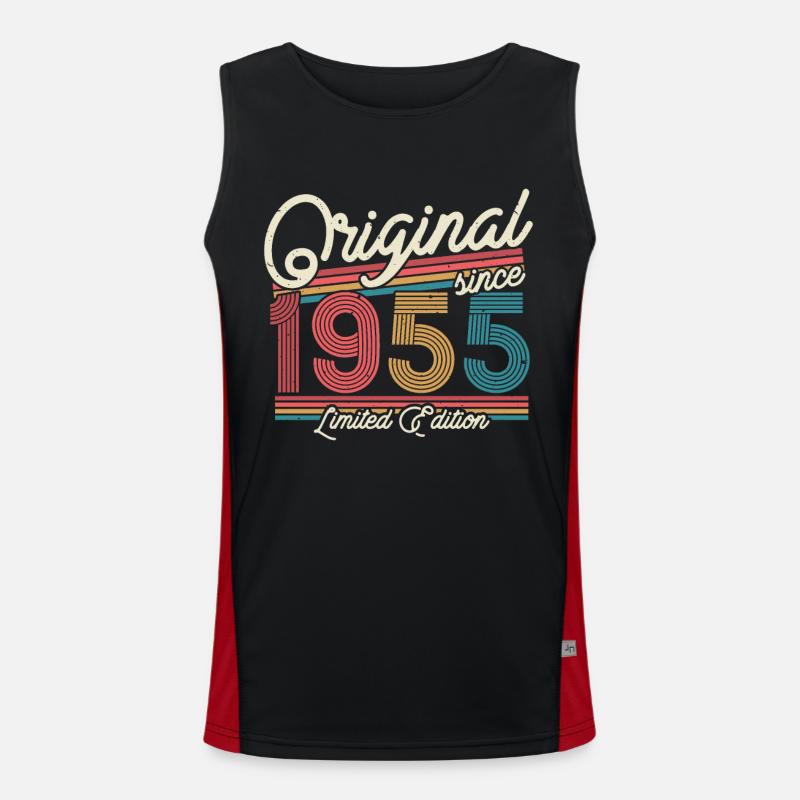 Gift 1955, 68/69 years - Men's Functional Contrast Tank Top  - black/red