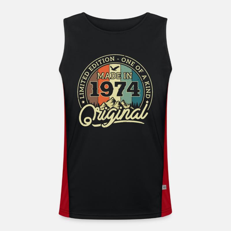 Nostalgie Geburtstagsgeschenk '74 Funktionelles Kontrast-Tank Top für Männer 